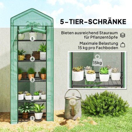 Roheline terasest ja plastist minikasvuhoone, 69 × 49 × 193 cm