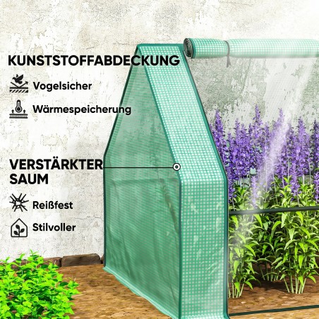 Terasest kilekasvuhoone tõmblukuga aknaga, 360 × 90 × 90 cm, roheline