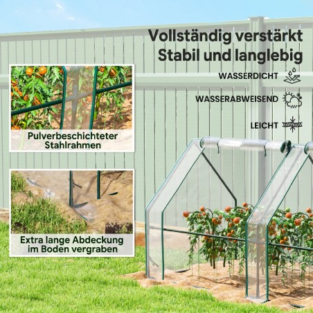 Terasest kilekasvuhoone tõmblukuga aknaga, 360 × 90 × 90 cm, läbipaistev