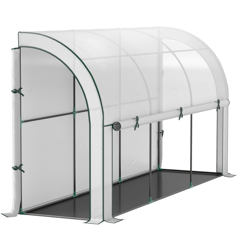 Seinale paigaldatav kasvuhoone plastkattega, 300 × 80 × 157 cm, valge