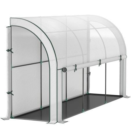 Seinale paigaldatav kasvuhoone plastkattega, 300 × 80 × 157 cm, valge