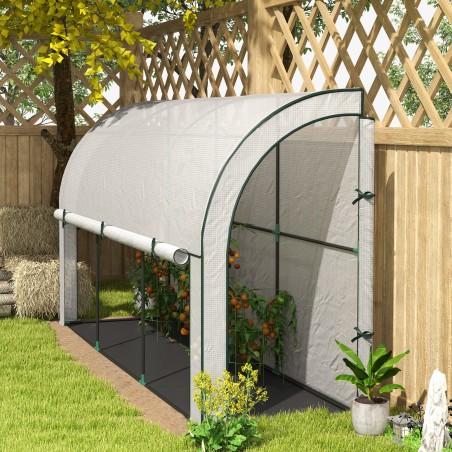 Seinale paigaldatav kasvuhoone plastkattega, 300 × 80 × 157 cm, valge