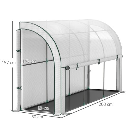 Seinale paigaldatav kasvuhoone plastkattega, 300 × 80 × 157 cm, valge