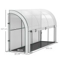 Seinale paigaldatav kasvuhoone plastkattega, 300 × 80 × 157 cm, valge