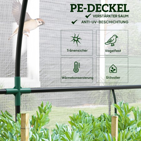 Seinale paigaldatav kasvuhoone plastkattega, 300 × 80 × 157 cm, valge