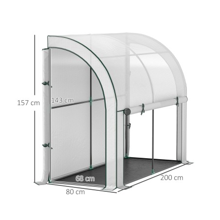 Seinale paigaldatav kasvuhoone plastkattega, 300 × 80 × 157 cm, valge