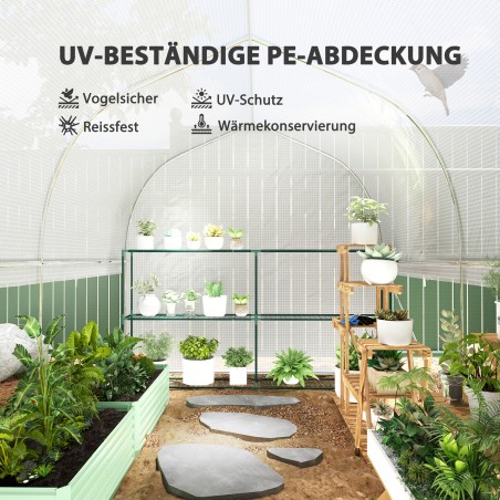 Polütunnelkasvuhoone 3 × 2 × 2 m, ülesrullitavate külgseintega, valge