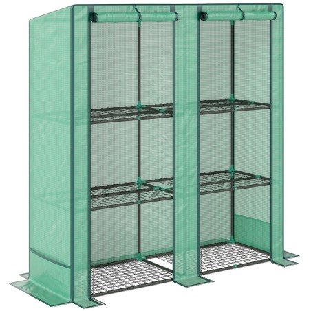 3-tasandilise riiuliga kaasaskantav minikasvuhoone, 144 × 48 × 152 cm, roheline