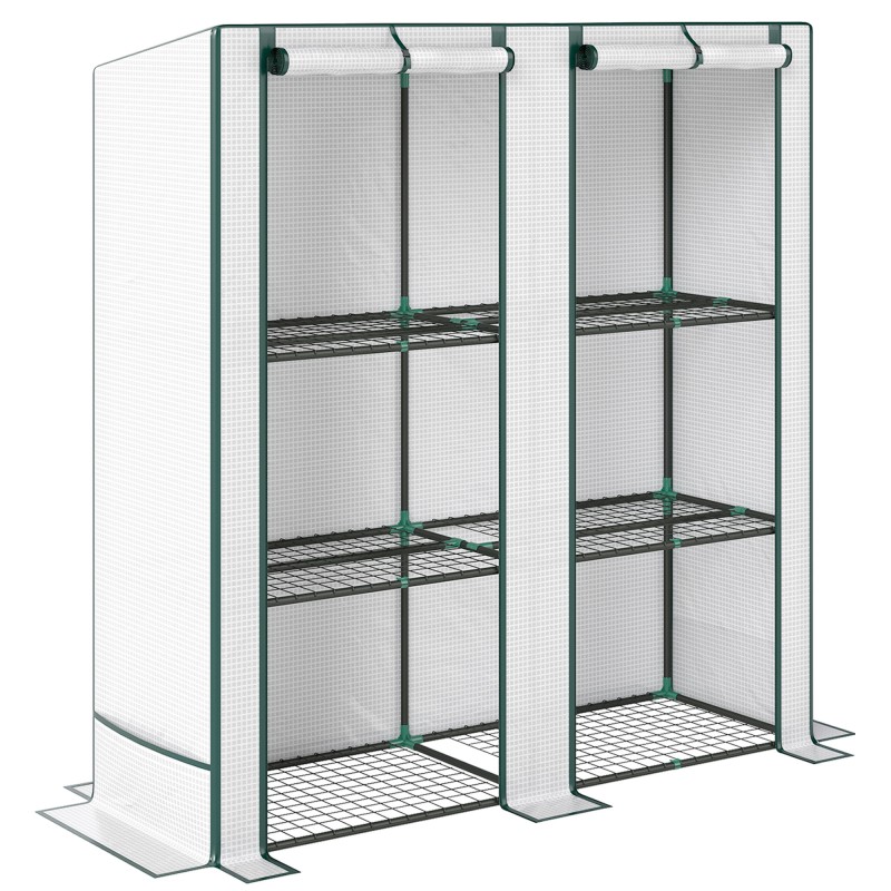 3-tasandilise riiuliga kaasaskantav minikasvuhoone, 144 × 48 × 152 cm, valge