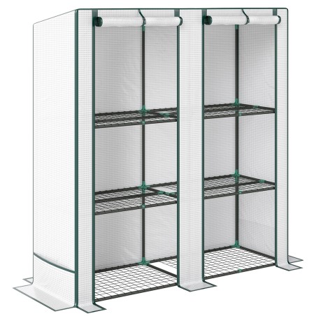 3-tasandilise riiuliga kaasaskantav minikasvuhoone, 144 × 48 × 152 cm, valge