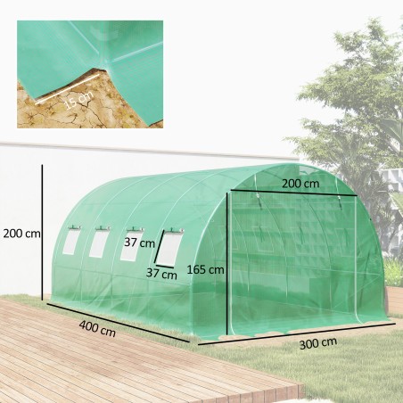 Kasvuhoone asenduskate, ilmastikukindel, 400 × 300 × 200 cm, roheline