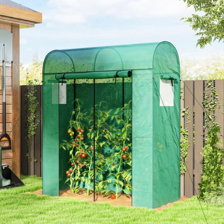 Tomatitele mõeldud kilekasvuhoone rullukse ja võrkakendega 170 × 68 × 200 cm roheline