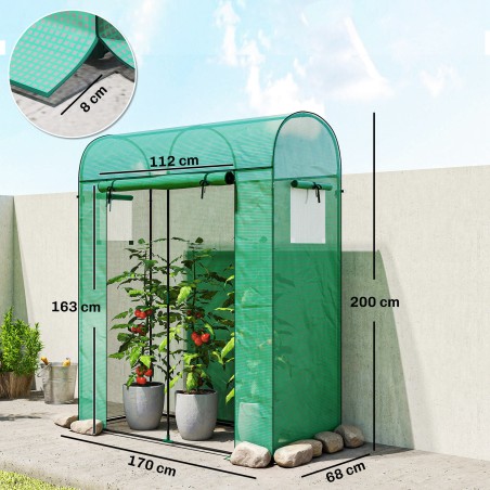 Tomatitele mõeldud kilekasvuhoone rullukse ja võrkakendega 170 × 68 × 200 cm roheline