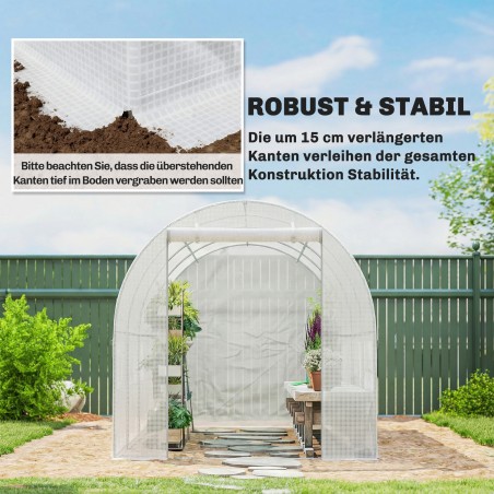 Kasvuhoonekile 4 × 2 m, ukse ja 8 aknaga, UV-kindel polüetüleen, valge