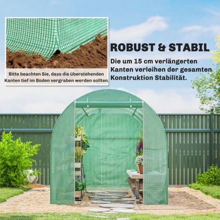 Kasvuhoonekile 4 × 2 m, ukse ja 8 aknaga, UV-kindel polüetüleen, roheline