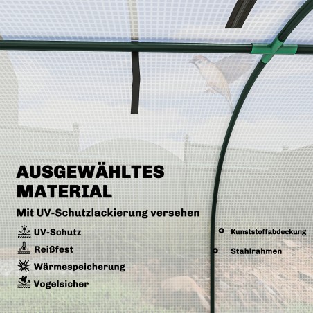 Kilekasvuhoone ülesrullitava lukuga uksega, 395 × 100 × 80 cm, valge