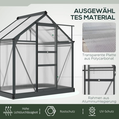 Ilmastikukindel kasvuhoone tsingitud alusega, hall