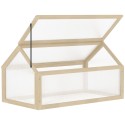 Puidust minikasvuhoone polükarbonaatpaneelide ja ventilatsiooniavaga, 90 × 52 × 49,5 cm
