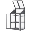 Puitraamiga minikasvuhoone akna, topeltukse ja 3 riiuliga, hall 70 × 50 × 120 cm