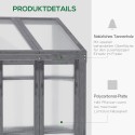 Puitraamiga minikasvuhoone akna, topeltukse ja 3 riiuliga, hall 70 × 50 × 120 cm