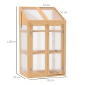 Puitraamiga minikasvuhoone akna, topeltukse ja 3 riiuliga, pruun 70 × 50 × 120 cm