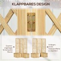 Kolmeosaline kokkupandav aia varjav sein 4 lillekastiga, täispuit, 133 × 62 × 165 cm