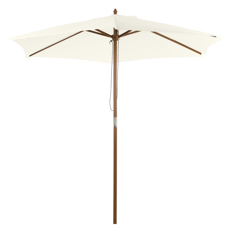 Bambusest päikesevari köiemehhanismiga, Ø 250 cm, valge