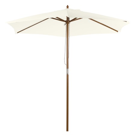 Bambusest päikesevari köiemehhanismiga, Ø 250 cm, valge
