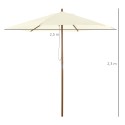 Bambusest päikesevari köiemehhanismiga, Ø 250 cm, valge