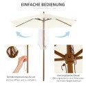 Bambusest päikesevari köiemehhanismiga, Ø 250 cm, valge