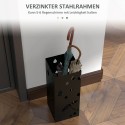 Terasest vihmavarjuhoidik 4 konksu ja tilkumisalusega, must