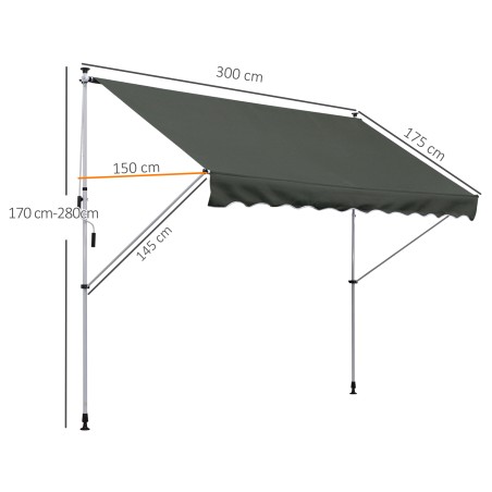 Reguleeritava kõrgusega klambermarkiis käsivändaga, 150 cm, hall