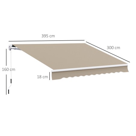 Reguleeritav terrassimarkiis 3,95 × 3 m vändaga, beež