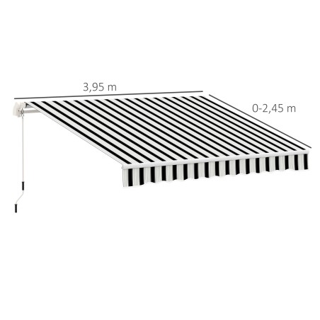 Käsivändaga markiis, metallraam, 3,95 × 2,45 × 3,50 m, sinine ja valge