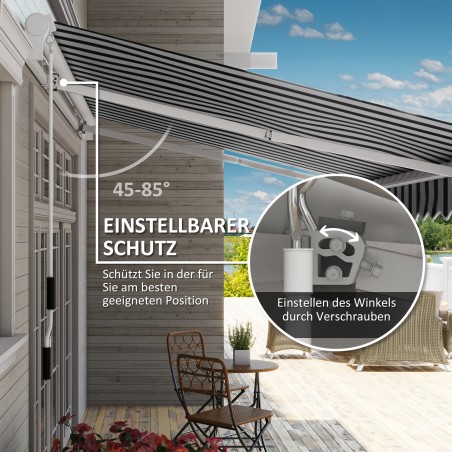 Käsivändaga markiis, metallraam, 3,95 × 2,45 × 3,50 m, sinine ja valge
