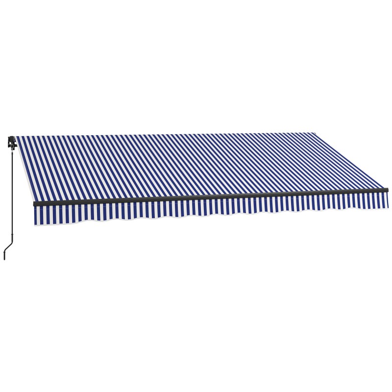 Ilmastikukindel terrassimarkiis käsivändaga, sinine ja valge, 396 × 300 cm