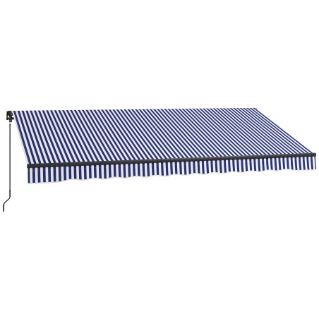 Ilmastikukindel terrassimarkiis käsivändaga, sinine ja valge, 396 × 300 cm