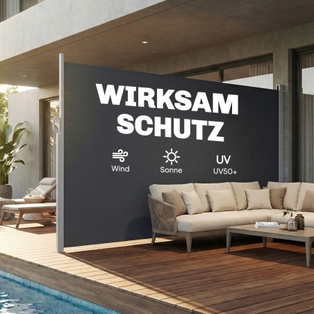 Väljatõmmatav külgmarkiis privaatsuse tagamiseks, 420 × 185 cm, tumehall