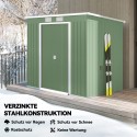 Tööriistakuur ventilatsiooniakende ja lükandustega, tsingitud terasest, 213 × 130 × 159 cm, roheline