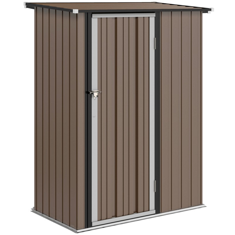 Terasest tööriistakuur kaldkatuse ja lukustatava uksega, pruun, 142 × 86 × 189 cm