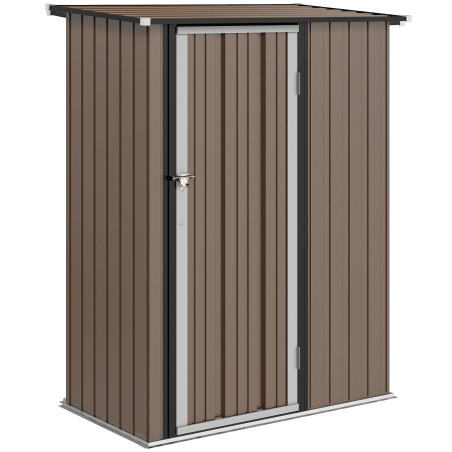 Terasest tööriistakuur kaldkatuse ja lukustatava uksega, pruun, 142 × 86 × 189 cm
