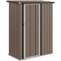 Terasest tööriistakuur kaldkatuse ja lukustatava uksega, pruun, 142 × 86 × 189 cm