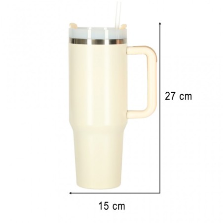 Termoskruus kõrre ja sangaga, 1200ml kreem | FreshDesign.ee