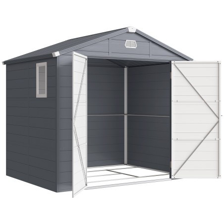 Ventilatsiooniaknaga aiakuur, plastik ja metall, 240 × 190 × 180/228 cm, hall