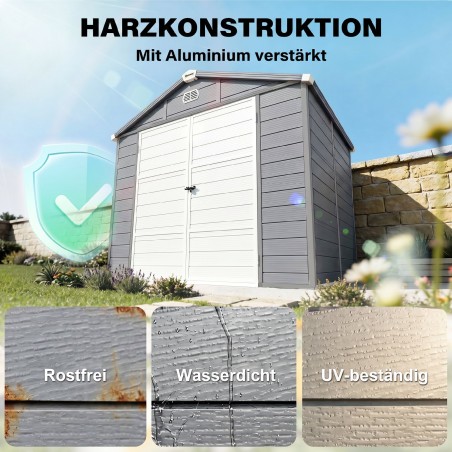Ventilatsiooniaknaga aiakuur, plastik ja metall, 240 × 190 × 180/228 cm, hall