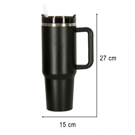 Termoskruus kõrre ja sangaga, 1200ml must | FreshDesign.ee