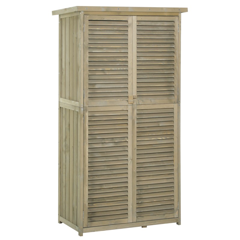 Puidust aiakapp lukustatavate ustega ja viilkatusega, 87 × 46,5 × 160 cm