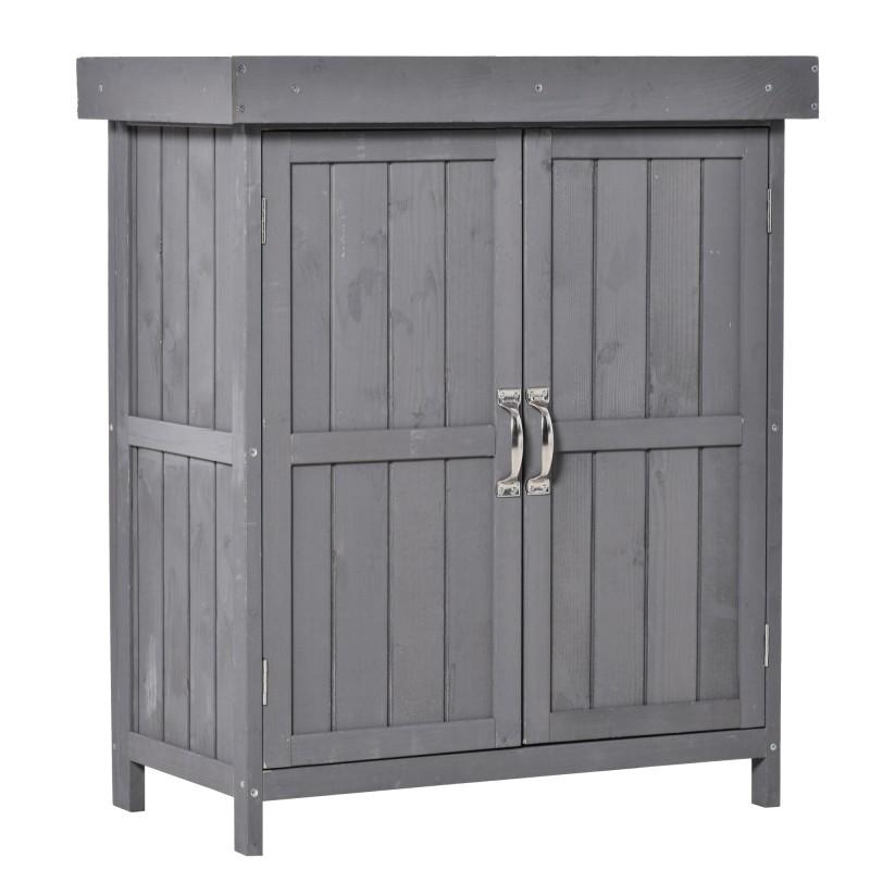 Hall ilmastikukindel aiakapp topeltukse ja 2 riiuliga 74 x 43 x 88 cm