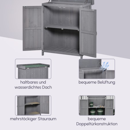 Hall ilmastikukindel aiakapp topeltukse ja 2 riiuliga 74 x 43 x 88 cm