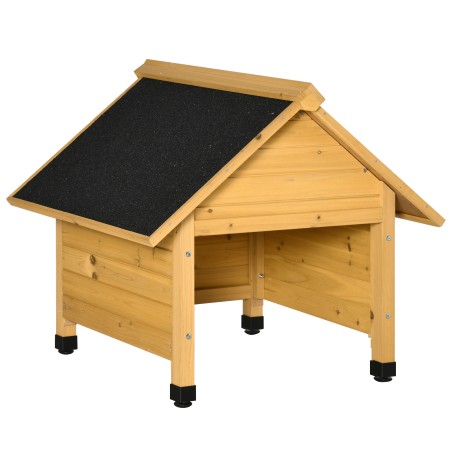 Puidust garaaž robotniidukile, päikese- ja vihmakaitse, kollane, 75 × 76 × 70 cm